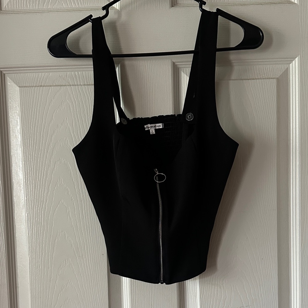 Black reformation Zippered Women's crop Top